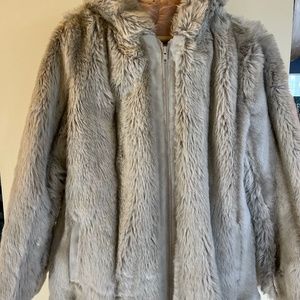Vintage Faux Hooded Fur Coat
